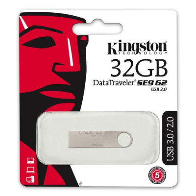 Kingston USB flash disk, 3.0, 32GB, Data Traveler SE9, stříbrný, DTSE9G2/32GB, kovový