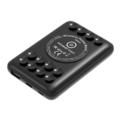 Powerton, powerbanka s bezdrátovým nabíjením, Li-Pol, 5/9/12V, 10000mAh, přísavky