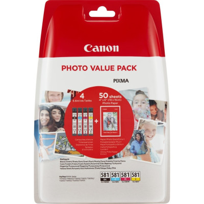 Canon CLI-581 (2106C004), originální inkoust, 4 x 5,6 ml, +50x PP-201