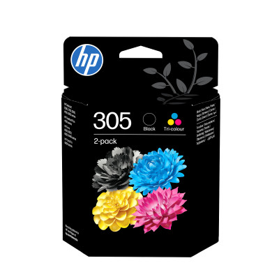 HP 6ZD17AE (305), originální inkoust, černý/barevný, 2-pack
