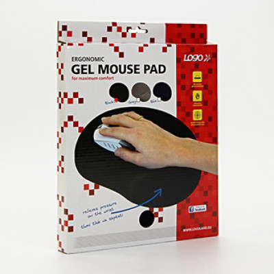 Podložka pod myš, ergonomická, gelová, šedá, Logo