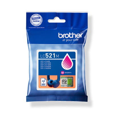 Brother LC-521M, originální inkoust, purpurový, 500 stran