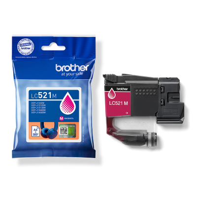Brother LC-521M, originální inkoust, purpurový, 500 stran