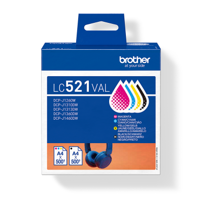 Brother LC-521VAL, originální inkoust, CMYK, 500 stran, 4-pack