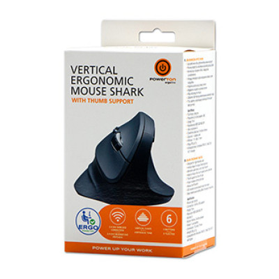 Powerton ERGO SHARK Myš bezdrátová, černá, 1600DPI