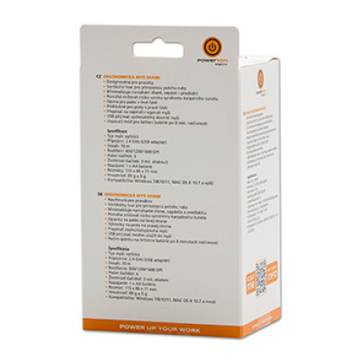 Powerton ERGO SHARK Myš bezdrátová, černá, 1600DPI