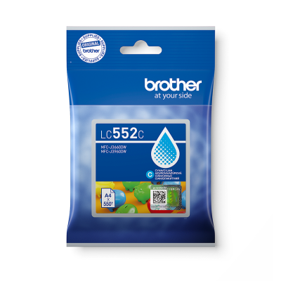 Brother LC-552C, originální inkoust, azurový, 550 stran