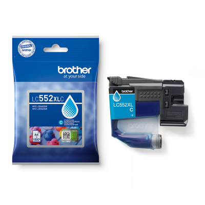 Brother LC-552XLC, originální inkoust, azurový, 1500 stran, XL