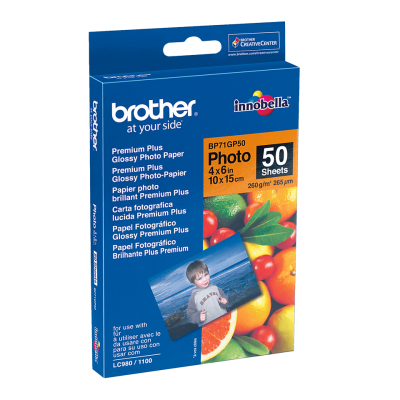 Brother Premium Glossy Photo Paper, BP71GP50, foto papír, lesklý, bílý, 10x15cm, 4x6