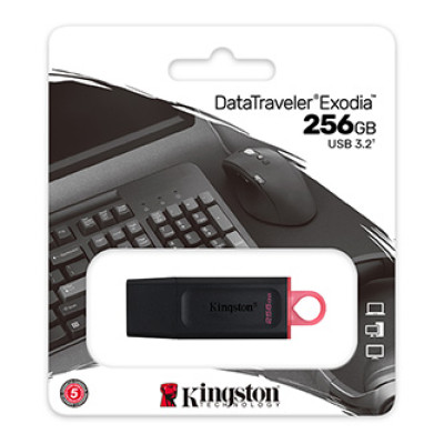 Kingston USB flash disk, USB 3.0, 256GB, DataTraveler Exodia, černý, DTX/256GB, USB A, s krytkou