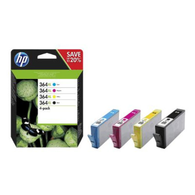 HP N9J74AE (364XL, J3M83AE), originální inkoust, CMYK, 250/300 stran, 4-pack